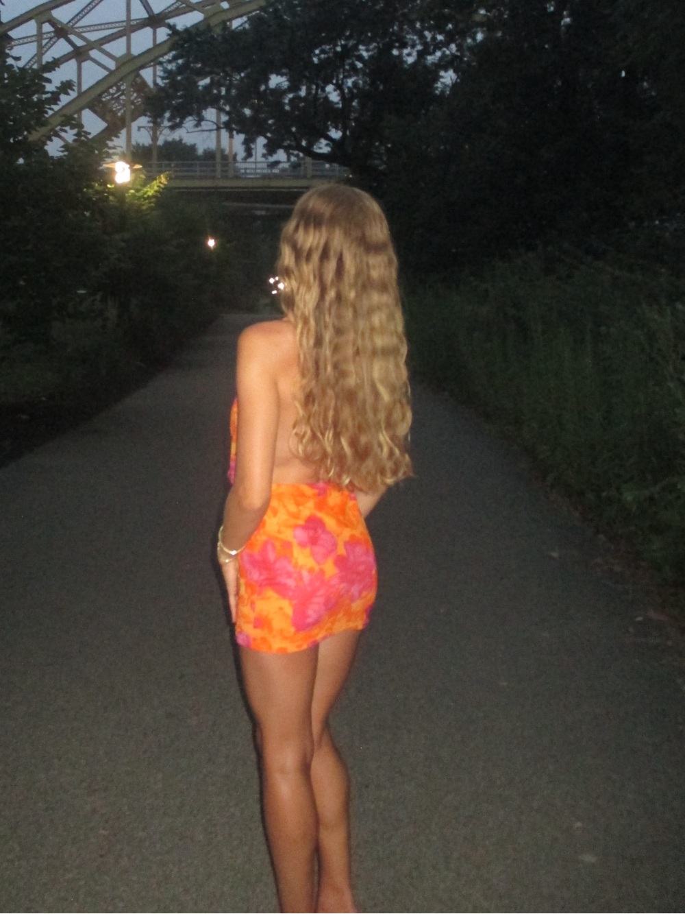 Vibrant Orange & Pink Halter Mini Dress - Picture 2 of 3